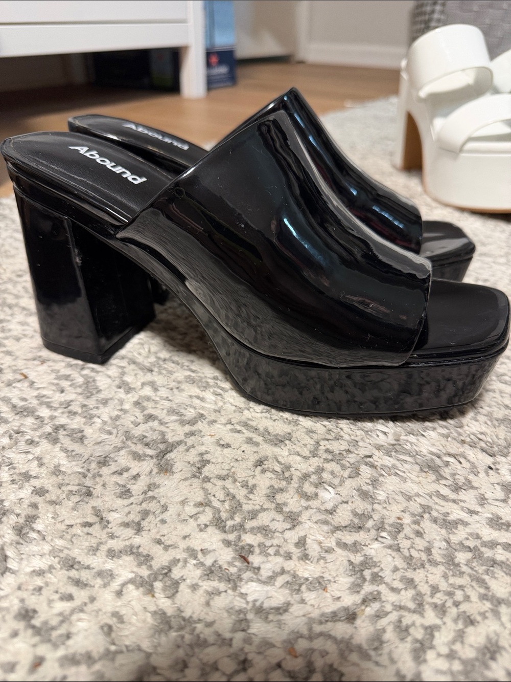 Abound Black Patent Platform Mule Heels